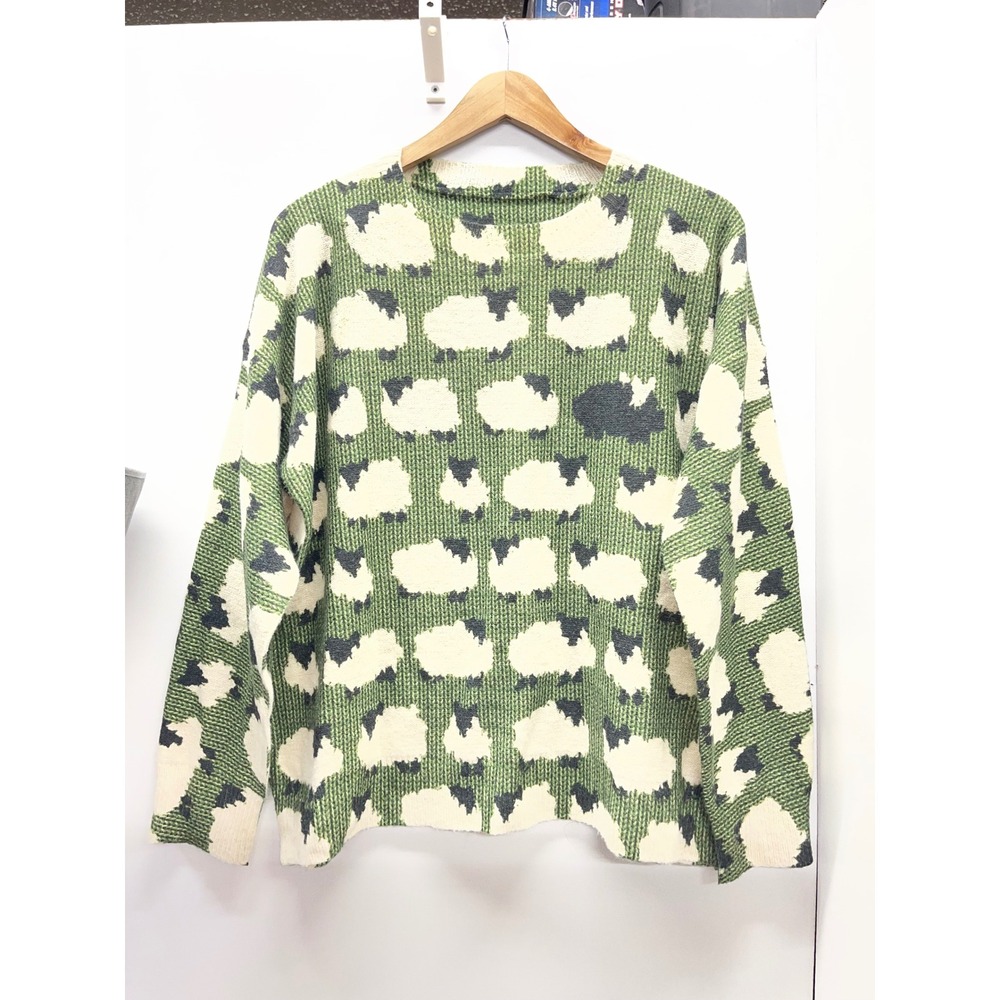 Black Sheep Pattern Knit Sweater Crewneck Long Sleeve XXL Cottagecore